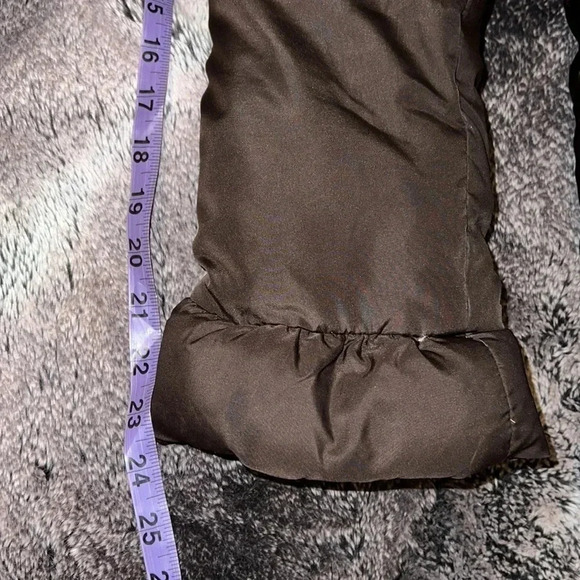 Coffee shop chocolate brown puffer down  jacket Sz L - Picture 12 of 16
